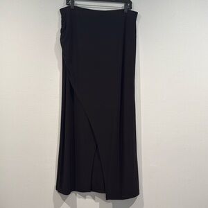 Colletta Black Asymmetrical Maxi Skirt with Elastic Waistband - Size 12